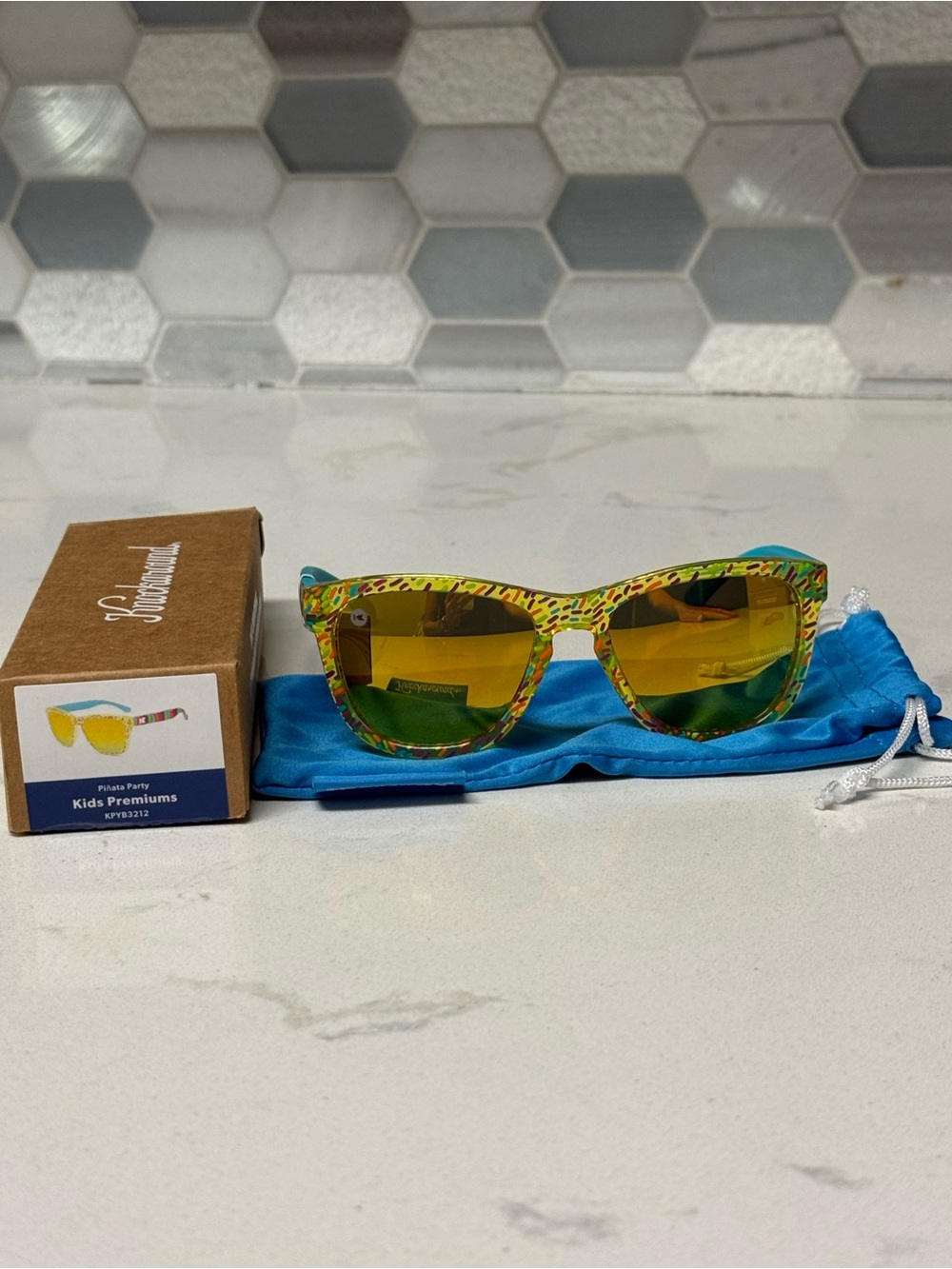 Kids Patterned Sunglasses with Yellow Lenses